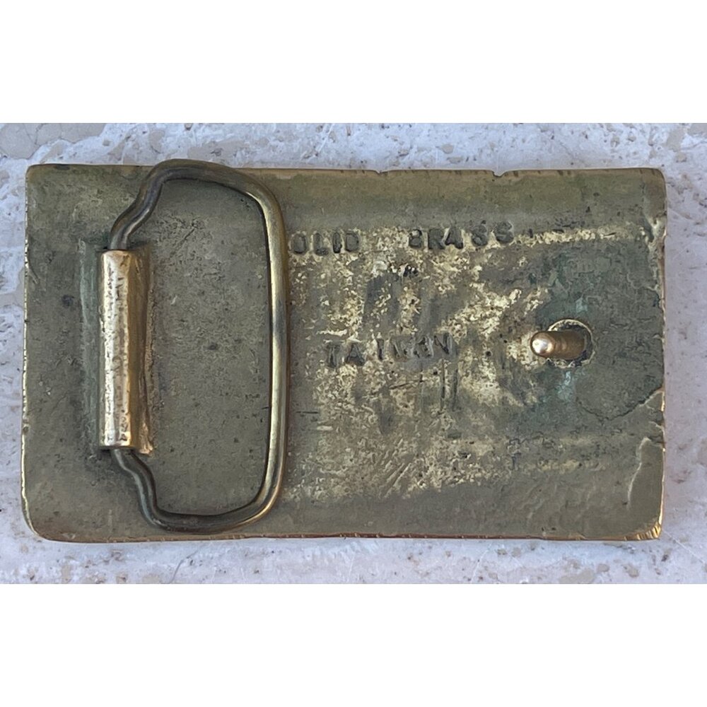 Belt Buckle Solid Brass "Praise The Lord" 3.25L Vintage 1970s Religious Worship - Picture 2 of 7